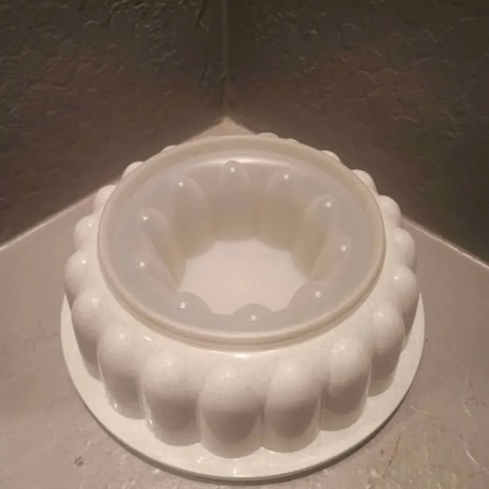 Tupperware 3 Pc Grey Jello Mold Vintage 1202 Ice Ring Mold Lid C3 Vintage